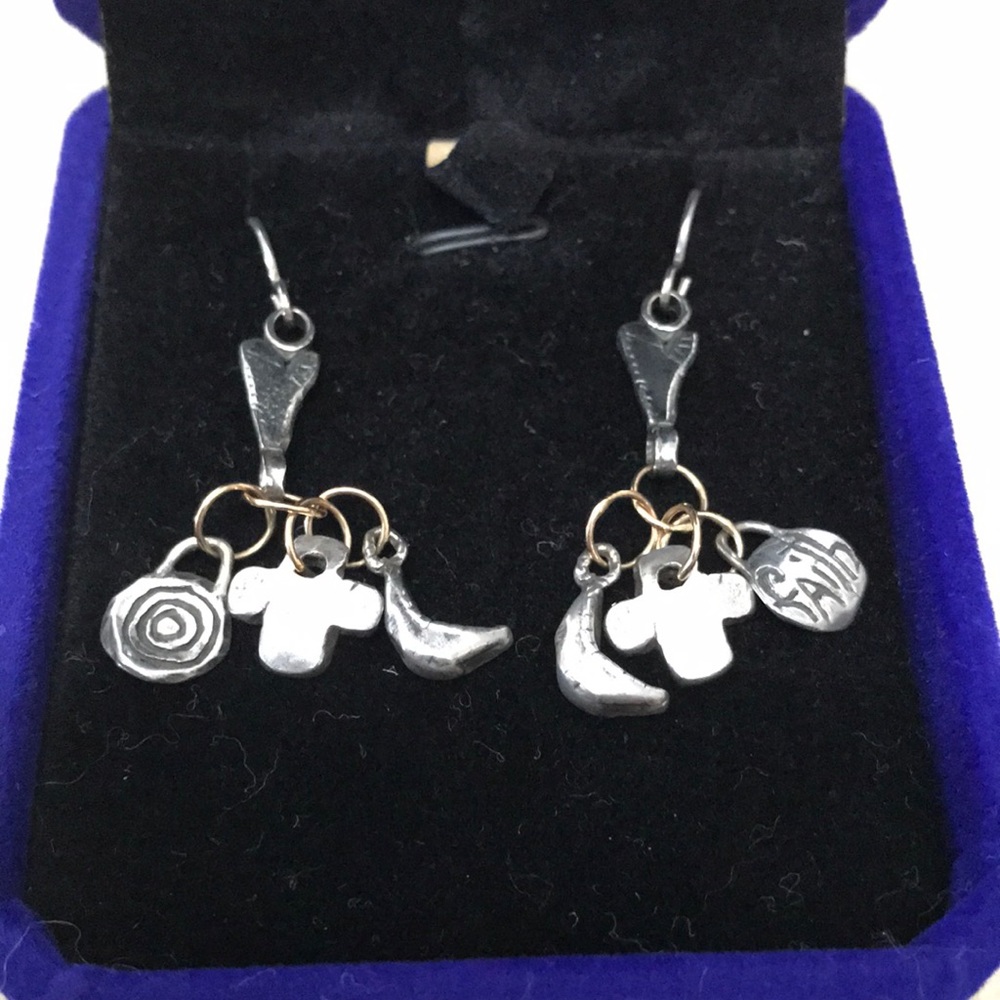 Chic Silver and Gold Charm Earrings